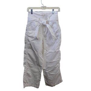 Citizens Of Humanity Noelle Belted Cargo Jeans White Cropped Organic USA Size 23